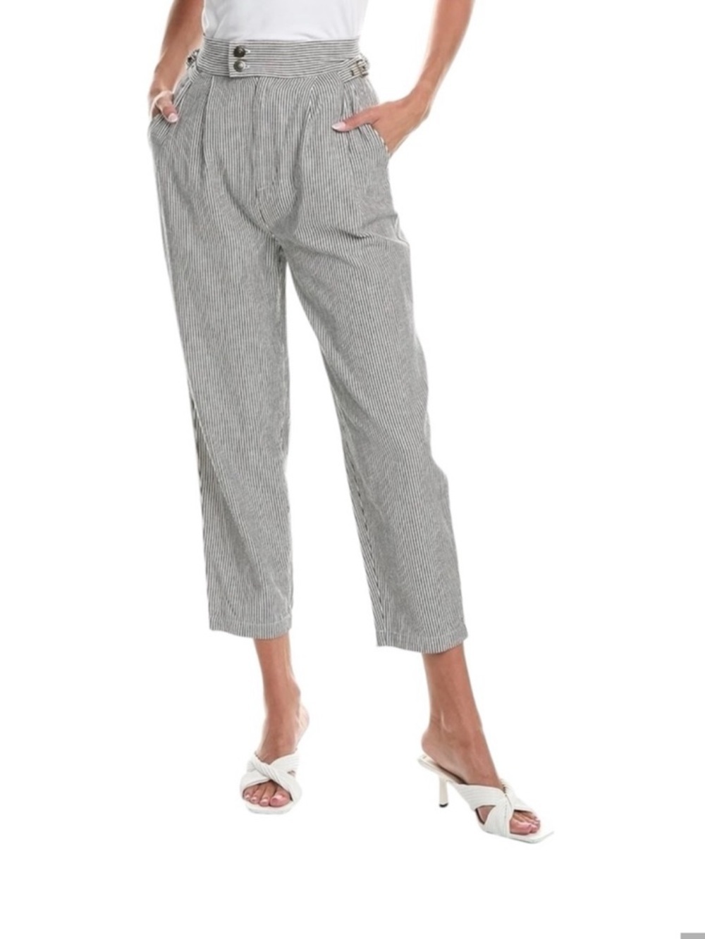 Joie Black and White Pinstripe Tapered Chinos